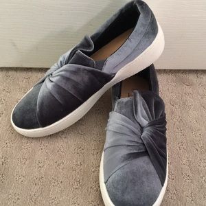 Size 7 1/2 slip on velvety gray sneakers